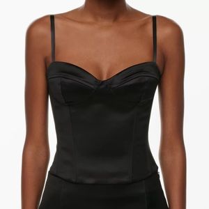 NWT Black Aritzia Dazzle Satin Bustier XS